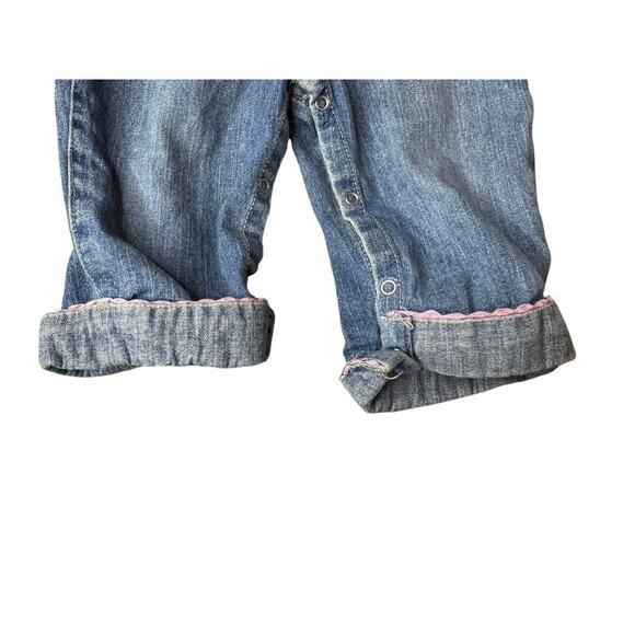 Vintage 6-9 Months 90s Faded Glory Overalls Denim Jean Embroidered Flowers - Picture 4 of 14